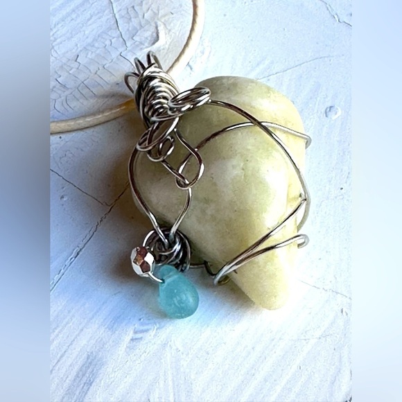 Quartz Pendant Necklace Gemstone Wire Wrapped 16-18’ Chain 4250 W - Picture 1 of 10